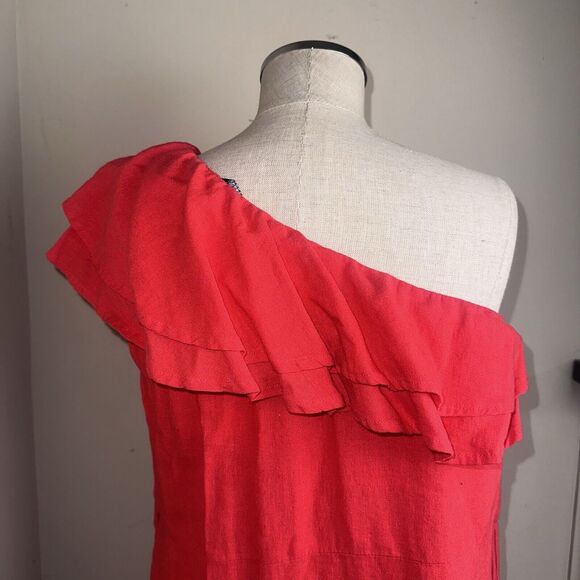NEW NICOLE MILLER Red One Shoulder Fit N Flare Dress Women’s Size Small NEW - Picture 7 of 11